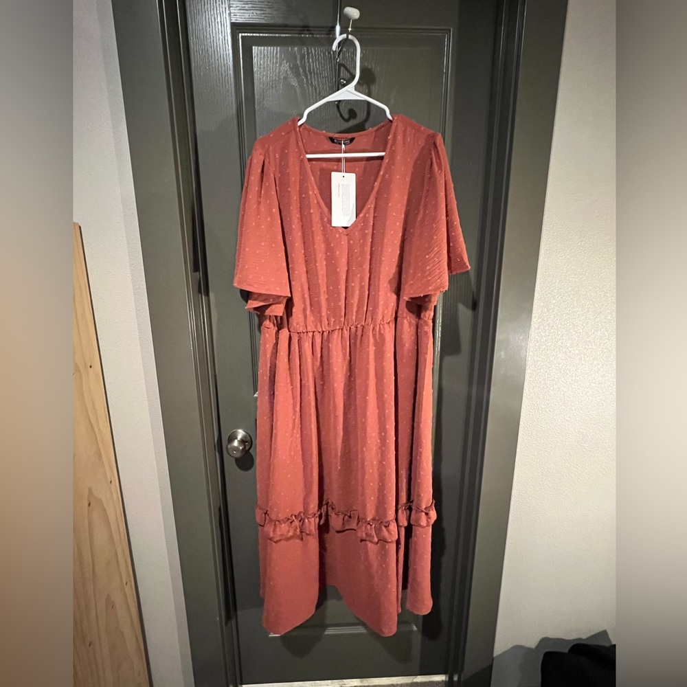 Dusty rose textured midi dress from Shein